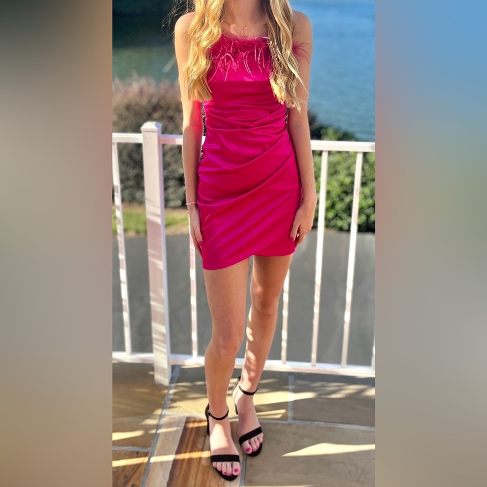 Pink dress with Feather Detail size XS